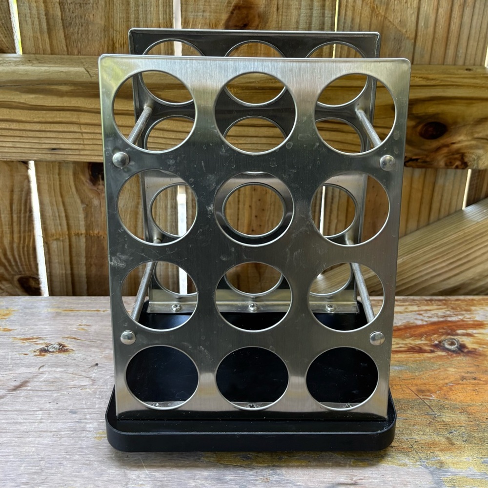 Kamenstein Stainless Steel 24 Coffee Pod Rack with Black Rotating Base